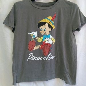 Disney Girls  Grey Pinocchio Short Sleeve T-shirt Size Large
